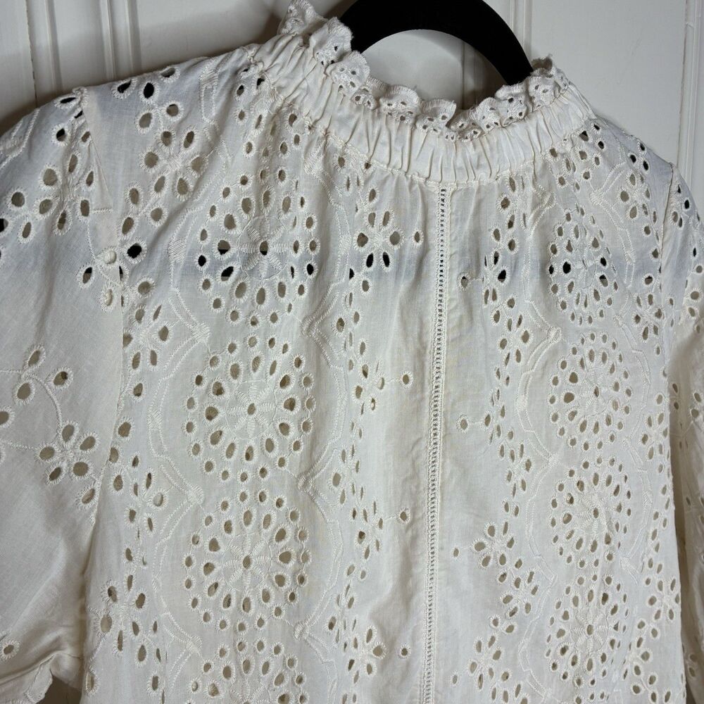 White Eyelet Lace Blouse - Women Tops - Picture 2 of 11